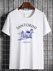 Santorini T Shirt Greek Island Greece Soft And Comfortable Homme Unisex Slightly Breathable Stretched Designer Clothes Top For Everyday Wear_viptrois.com