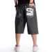 Man's clothing Hip hop denim shorts men's loose printed capri pants Trend plus fat plus size skateboard medium pants_viptrois.com