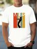 Maglietta Uomo Nera Miles 100% Cotone 180g Collo Tondo Stampa Jazz Retrò Sbiadita Stile Americano Morbida Vestibilità Regolare_viptrois.com