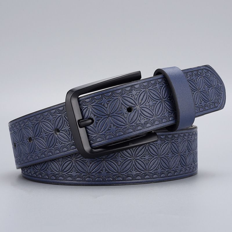 2023 New Hot Selling Zinc Alloy Buckle Men's Embossed Belt Leisure Business Needle Buckle Belt Men's Pu Belt Men's Popular Belt_viptrois.com