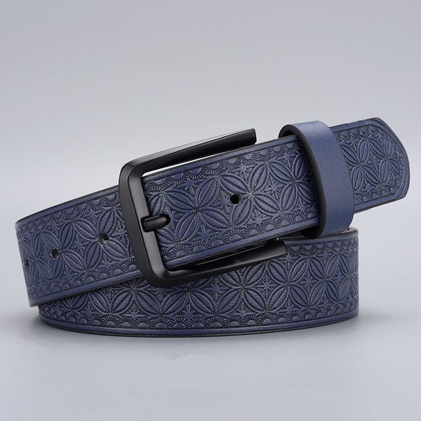 2023 New Hot Selling Zinc Alloy Buckle Men's Embossed Belt Leisure Business Needle Buckle Belt Men's Pu Belt Men's Popular Belt_viptrois.com