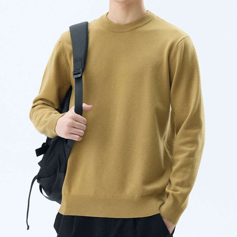 Men's Relaxed Fit Round Neck Sweater – Soft Knit Pullover For Autumn & Winter, Lazy Style Casual Top_viptrois.com