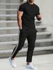 Summer New Men's Casual Sports Short Sleeve Long Pants Set_viptrois.com