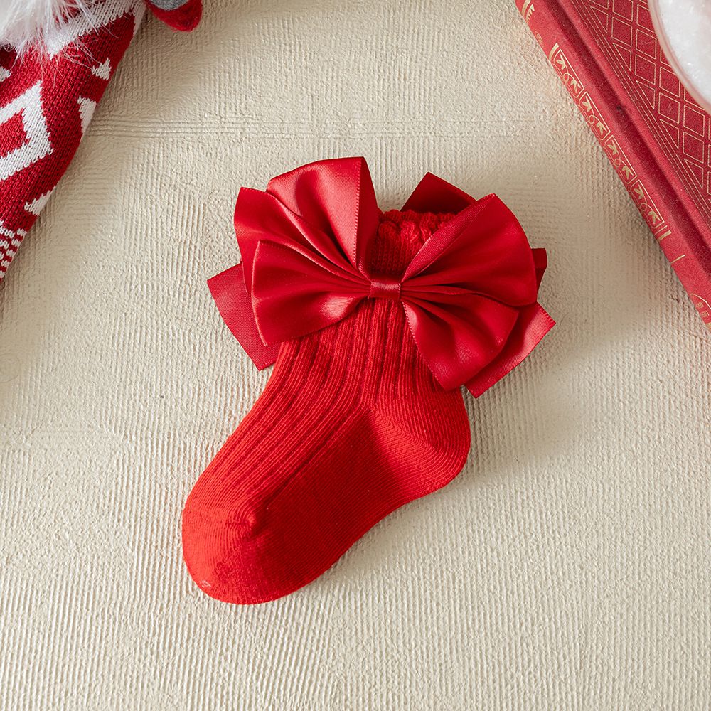 Mother & Kids Children's socks autumn and winter middle tube socks baby infant small children newborn bow Christmas_viptrois.com