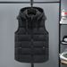 Men's Thickened Zip-Up Hooded Vest With Side Pockets, Slim Fit, Casual Wear For Autumn/Winter (Red, Black, Gray, Beige, Blue)_viptrois.com