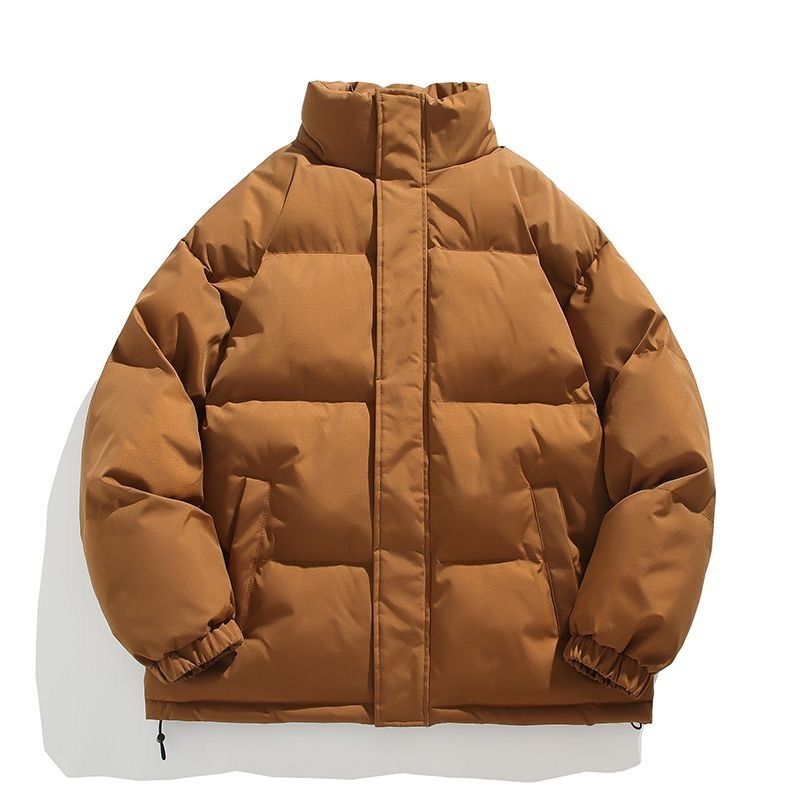Unisex Streetwear Puffer Jacket – Oversized Winter Coat – Stand Collar – Solid Colors (Black/Beige/Grey/Brown/Pink) – Couple Matching (S-XXXL)_viptrois.com