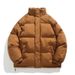 Unisex Streetwear Puffer Jacket – Oversized Winter Coat – Stand Collar – Solid Colors (Black/Beige/Grey/Brown/Pink) – Couple Matching (S-XXXL)_viptrois.com