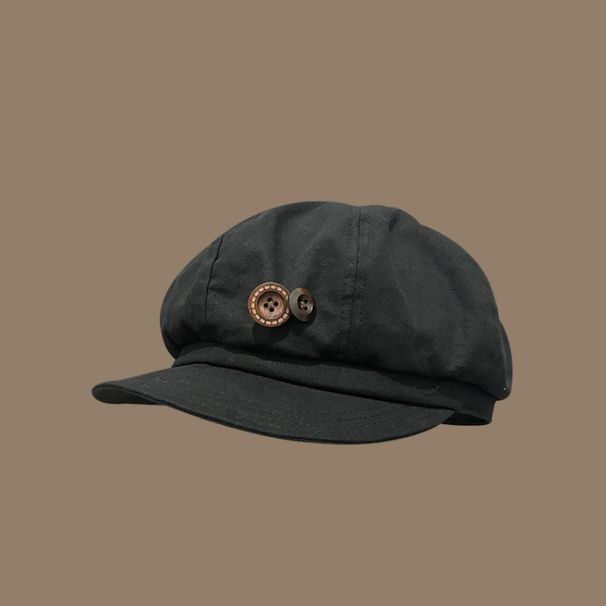 Korean Style Button Octagonal Cloud For Women, Spring And Autumn Thin Large Head Circumference Painter Newsboy Hat,_viptrois.com