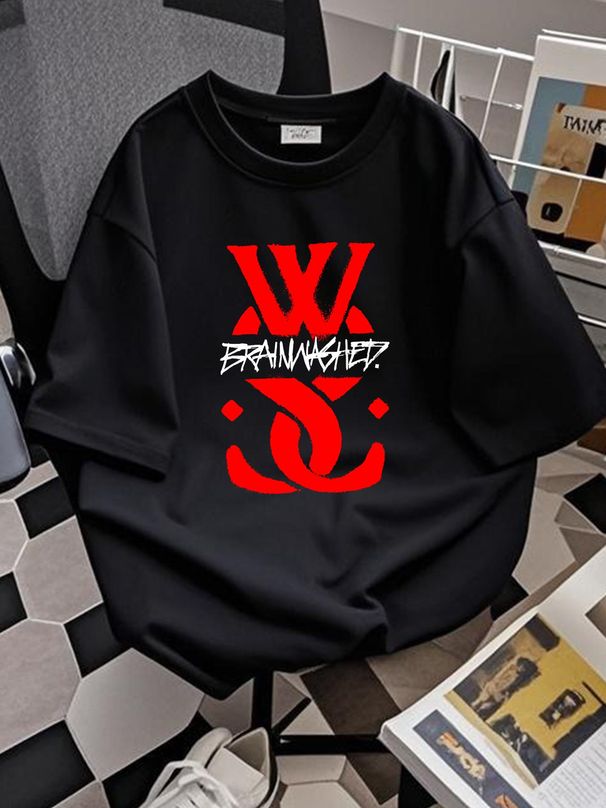 While She Sleeps Unisex T-Shirt: Brainwashed Logo Fashion Stretched Comfortable Casual Top For Everyday Wear Homme Streetwear Graphic Versatile_viptrois.com