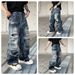 Men's Clothing Summer Street Retro Washed Knife Cut Ripped Jeans Unisex High Street Flared Slimming Floor Mopping Pants_viptrois.com