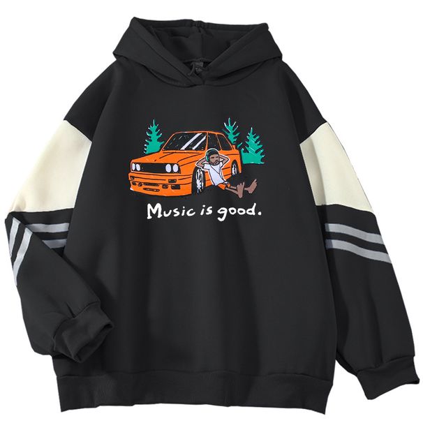 2024 Spring And Autumn New Color Block High-End Music Is GoodHandsome Internet Celebrity Long Sleeve Sweatshirt_viptrois.com