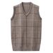 Men's Wool Sleeveless Sweater Vest Slim Fit V-Neck Pullover For Autumn Winter Layering (Deep Gray, Navy, Camel)_viptrois.com