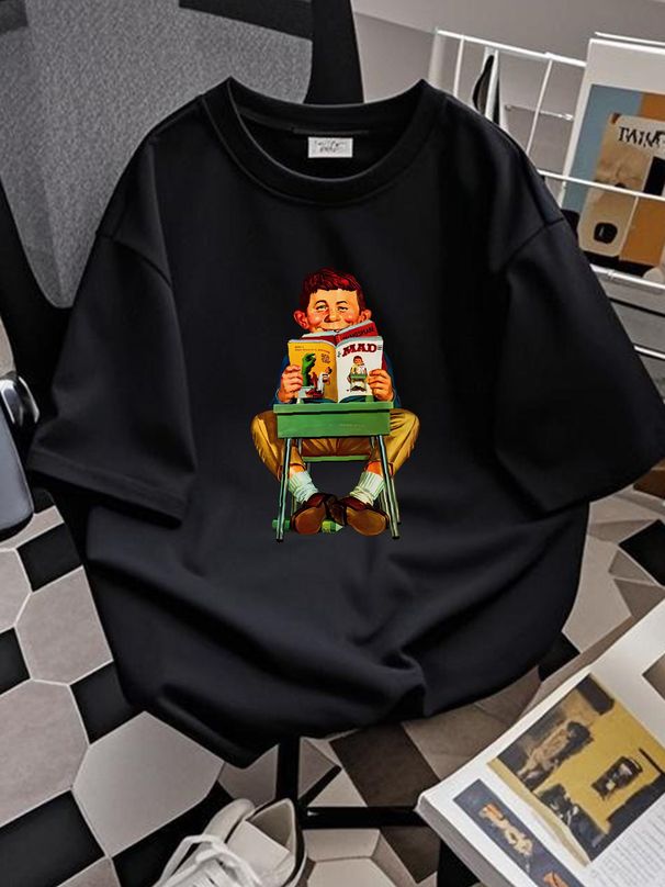 MAD Magazine Alfred E New T-shirt Retro Graphic Tee Slightly Unisex Summer Streetwear Casual Fashion Stylish Top For Everyday Wear Stretched Soft_viptrois.com