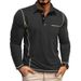 Men's Long Sleeve Polo Shirt - Slim Fit Casual Top With Collar & Pocket Detail - Breathable Polyester Fabric For Everyday Wear_viptrois.com