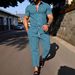 Men's 2-Piece Summer Outfit Short Sleeve Shirt And Trousers Set Solid Color Casual with Collar_viptrois.com