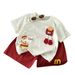 Children's Short Sleeved Suits New Summer Boys And Girls Casual Korean Cartoon Three Dimensional Dolls Breathable Summer Clothes Two Piece Suit_viptrois.com