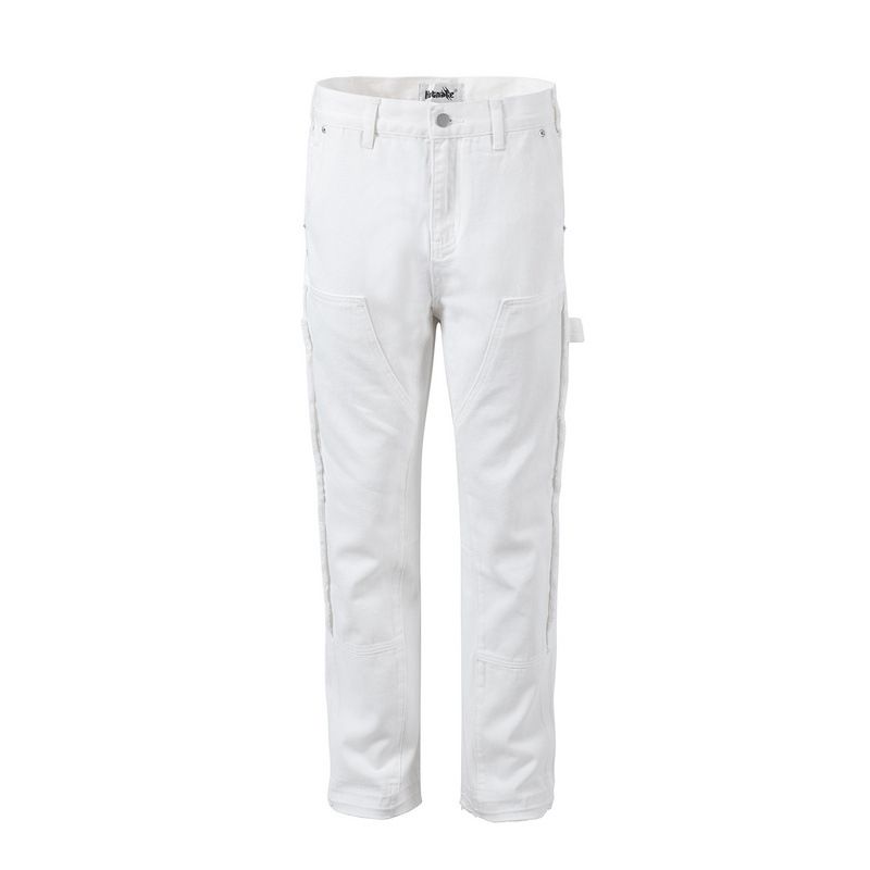 Men's Clothing High Street Washed Hip Hop White Flared Loose Side Whisker Casual Straight Jeans Jeans_viptrois.com