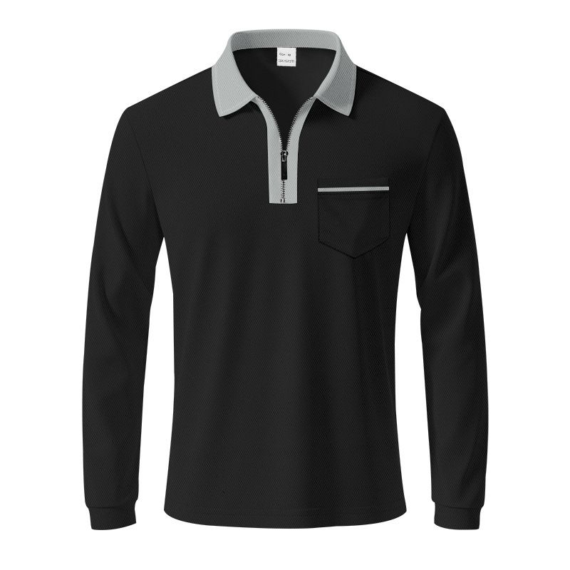 Men's Classic British Style Polo Shirt – Breathable, Moisture-Wicking, Zippered Golf T-Shirt (White/Black, Navy/White, Orange/Black & More, S-XXXL)_viptrois.com