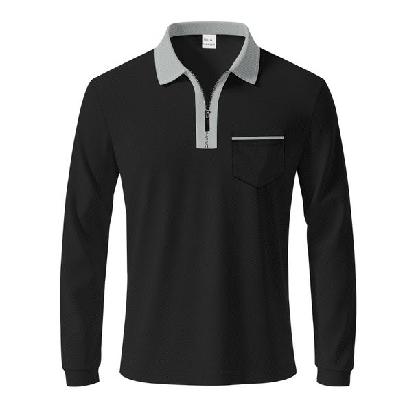 Men's Classic British Style Polo Shirt – Breathable, Moisture-Wicking, Zippered Golf T-Shirt (White/Black, Navy/White, Orange/Black & More, S-XXXL)_viptrois.com