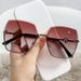 New frameless cut edge women's fashion, with a large metal frame and gradient purple light sunglasses for driving_viptrois.com