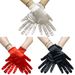 Unisex Bridal short four way stretch shiny satin dress gloves suitable for ladies to attend dinner dances/church/weddings_viptrois.com