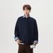 Chinese Streetwear Brand Patchwork Faux Two Piece Polo Collar Sweatshirt, Loose Oversized Design, Versatile Outerwear For Spring, Autumn And Winter._viptrois.com