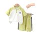 Two Piece Of Men's New Short Sleeved Sloping Shoulder Children's Clothing 2025 Baby Summer Set Handsome And Stylish Back_viptrois.com