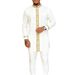 Men's 2-Piece Suit – Elegant Embroidered Long-Sleeve Shirt & Trousers Set Wedding, Business & Festival Formal Wear In White, Ivory, Black & Green_viptrois.com