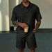 Men's Casual Polo Shirt & Shorts Set - Breathable Summer 2-Piece Outfit In Solid & Jacquard Colors (White, Black, Olive, Sky Blue, Gray, Khaki)_viptrois.com
