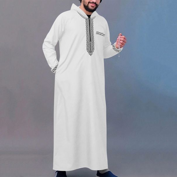 Men's Clothing New Men's Loose Hooded Robe Luxury Men's Embroidered Long Sleeve Muslim Clothing_viptrois.com