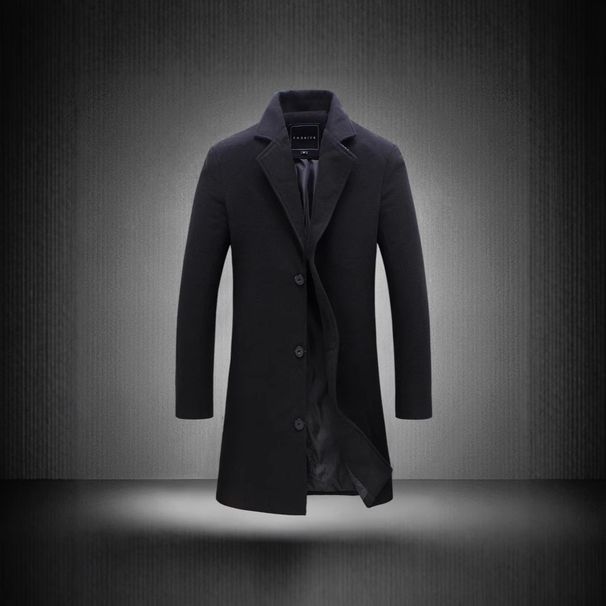 Men's Clothing US Size Large Size Foreign Trade Hot Selling Mid Length Solid Color Single Breasted Trench Coat Casual Style Jacket Coat_viptrois.com