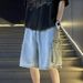 Men's Clothing Workwear Denim Shorts Summer Ins Trendy Loose Straight Shorts Versatile Casual Wide Leg Mid Length Pants_viptrois.com
