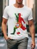T-shirt Uomo Cotone Stampa Totale Girocollo Base Bianca Stampa Rosso Verde Elastica Traspirante Resistente Sportivo Casual Vestibilità Regolare_viptrois.com