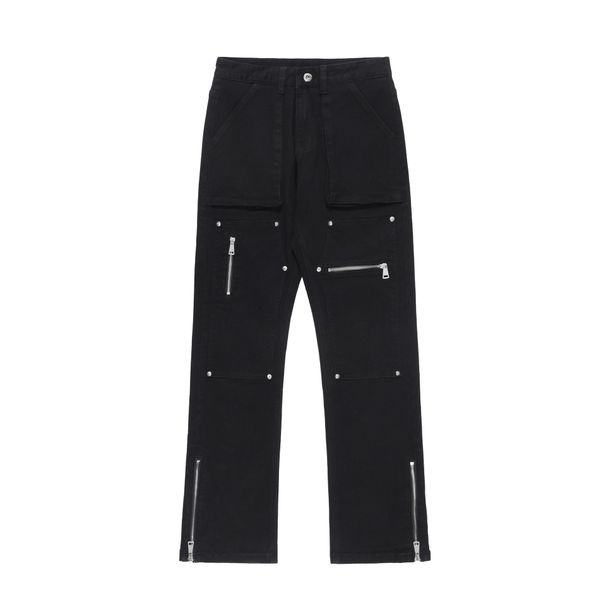 Men's Clothing Pants Niche Design Slightly Flared Lumberjack Functional Pocket Zipper Jeans_viptrois.com