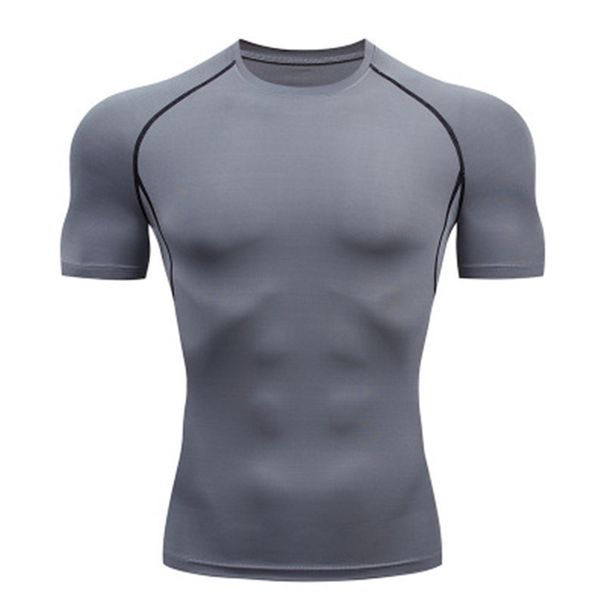Men's Tight Short Sleeved Fitness Sports Running Training Suit Elastic Breathable Quick Drying Clothes Short Sleeved + T Shirt Clothes Light Version_viptrois.com