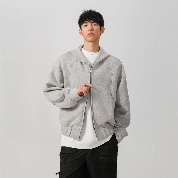 430g Cleanfit American Style Short Hooded Double Zipper Cardigan Sweatshirt Men Winter Trendy Brand Jacket Clothing_viptrois.com