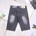 European Style Men's Trendy Denim Shorts Summer Thin Brand Five-Point Mid-Length Embroidered Korean Slim Fit Stretch_viptrois.com
