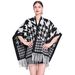 Shawl cape Lady's plaid cardigan with fringe plaid cape woolen coat_viptrois.com