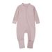 Soft Bamboo Fiber Baby Onesie With Double Zipper & Cuffed Hands/Feet – Long Sleeve Unisex Infant Pajamas For Newborns (0-24M)_viptrois.com