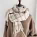 Scarf For Women Winter Student New Plaid Cashmere Warm Fringe Shawl Thickened Korean Fashion Neck Warmer_viptrois.com