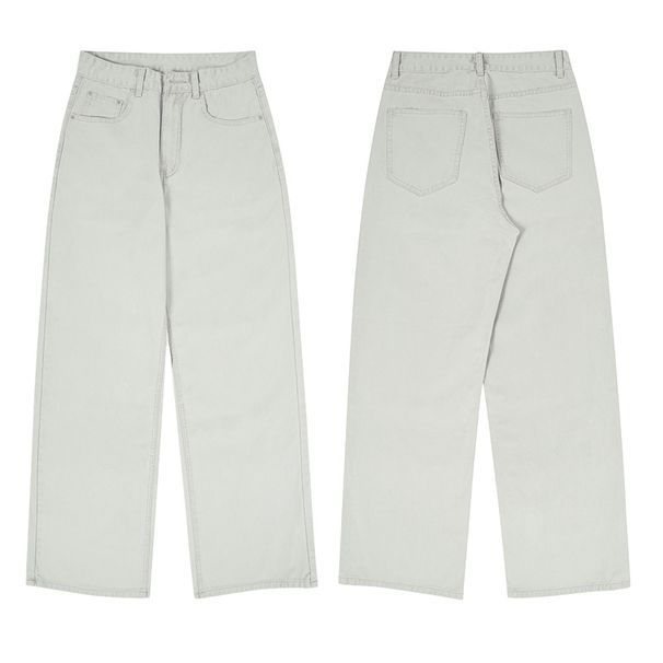 Men's Clothing & Archer0603 & Spring Retro Stonewash Simple Versatile White Jeans Unisex Loose Straight Leg Pants_viptrois.com