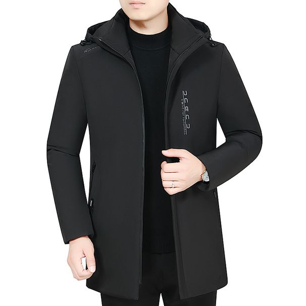 Men's Winter Hooded Jacket – Premium Polyester Fill, Detachable Hood, Slim Fit For Mature Gentlemen (XL-5XL, Black/Olive, Zippered Pockets)_viptrois.com