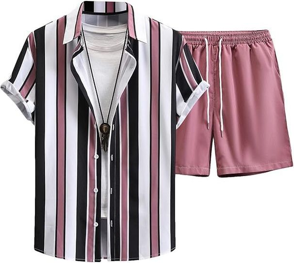 Men's Clothing Casual Hawaiian 3D Printed Short Sleeved Shirt Suit_viptrois.com