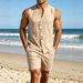 Men's Linen Sleeveless Tank Top - Breathable Summer Undershirt & Casual Wear In Multiple Colors Sleeveless Design_viptrois.com