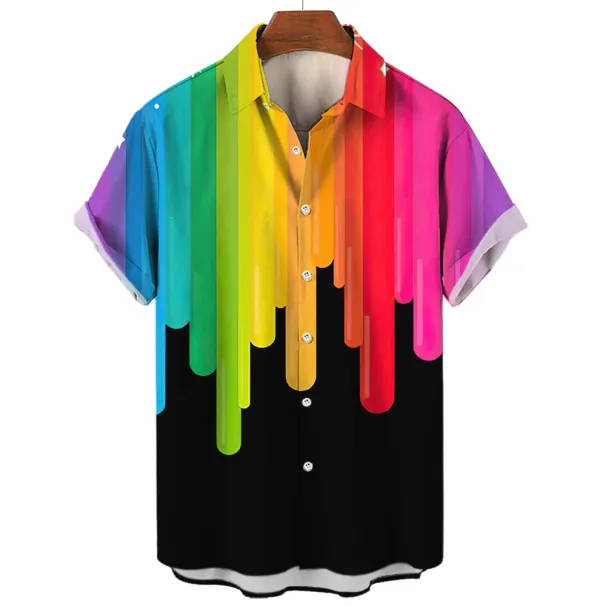 Camisas Hawaianas Para Hombre, Camisas De Manga Corta, Diseño De Arco Iris, Feliz Mes Del Orgullo, Ropa De Calle Informal, Tendencias De Verano_viptrois.com