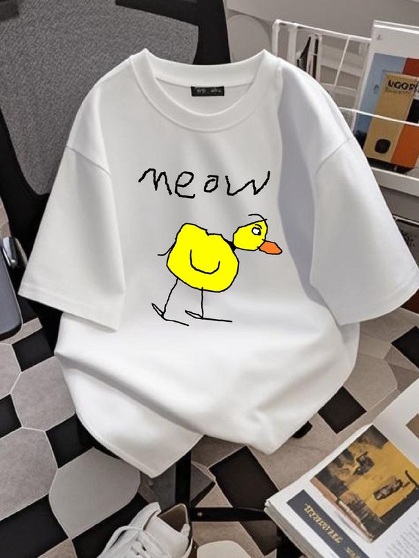 meow The Duck Tee T-shirt Streetwear Designer Clothes Fashion Top For Everyday Wear Graphic Stretched Summer Stylish Breathable Slightly Unisex_viptrois.com