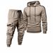Men's Fleece-Lined Hooded Sweatshirt & Jogger Pants Set - Lightweight, All-Polyester, Streetwear Essentials For Spring & Autumn_viptrois.com