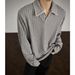 Wheat Pattern Lapel Polo Shirt Long Sleeved T Shirt Men And Women Autumn And Winter Clean Fit Loose Casual Tops_viptrois.com