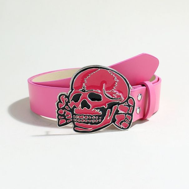 Gothic Punk Belt - Vintage Skull Buckle & Studded PU Leather Waistband | Adjustable Unisex Belt For Jeans & Rock Style (1.5" Width, Black/Brown)_viptrois.com