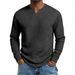 Men's Clothing Slim Fit Long Sleeve V-Neck T-Shirt For Autumn, Breathable Waffle Knit Fabric, Casual Basic Top (White, Gray, Black, Burgundy, Khaki)_viptrois.com
